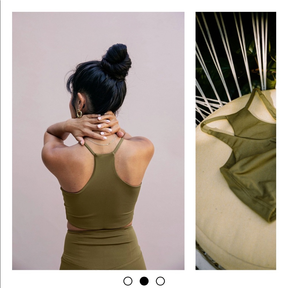 Girlfriend collective Cleo halter bra in fern/olive green